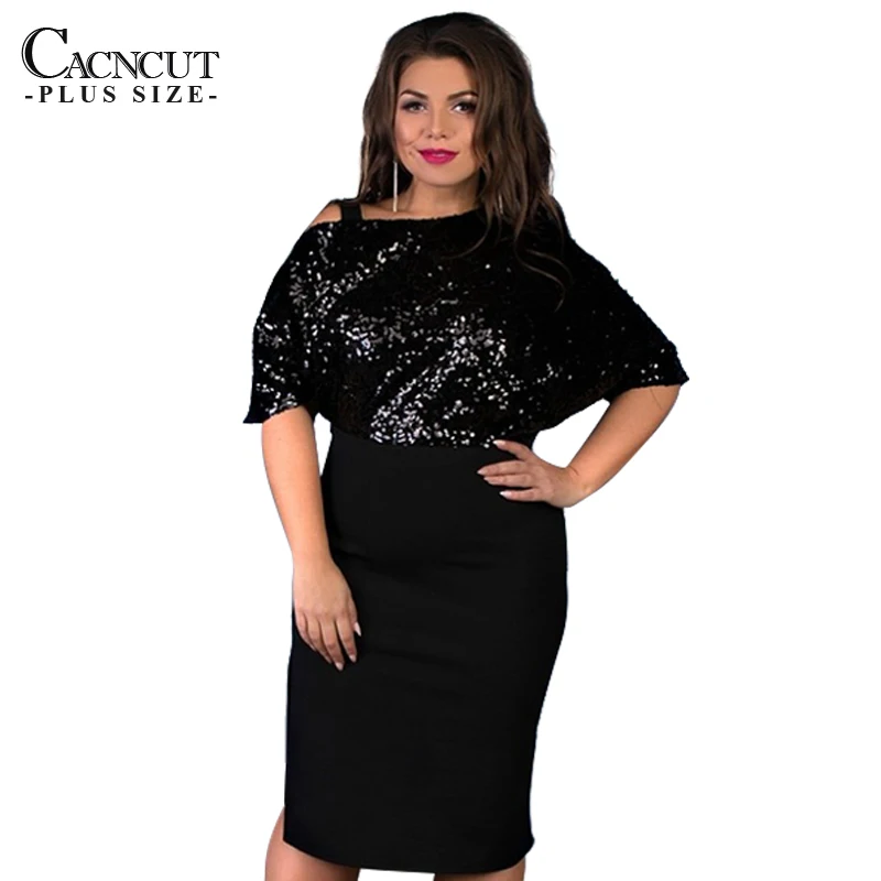 CACNCUT 5XL 6XL 2019 расшитое блестками женское летнее платье сексуальное большого