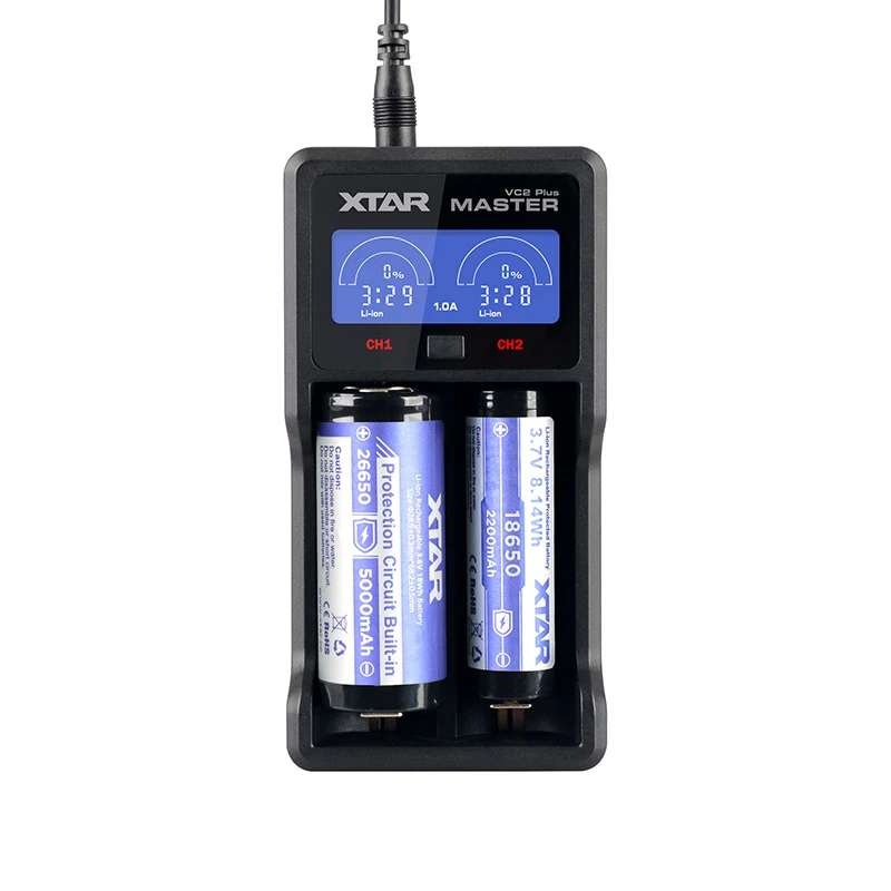 Подлинный xtar мастер VC2 плюс 2 слота 1A ток интеллигентая (ый) USB Батарея Зарядное