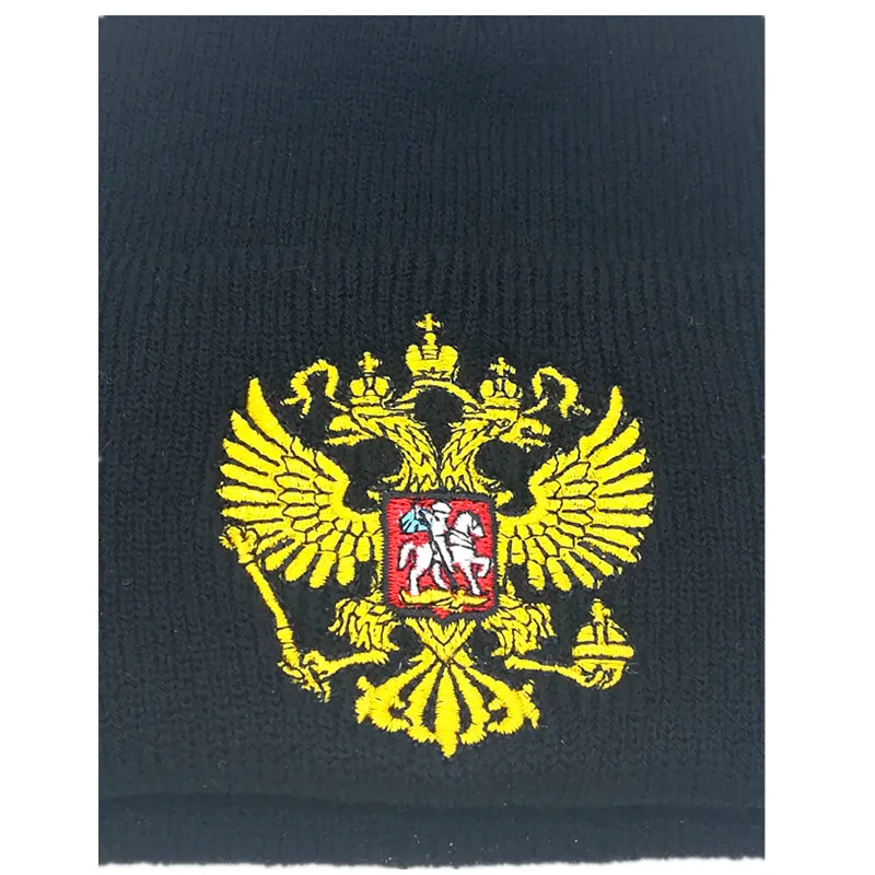 Winter Hat Brand Russian National Emblem Knitted Beanie Hats For Men Women Skullies Embroidery Acrylic Beanies Boo Cap | Аксессуары для