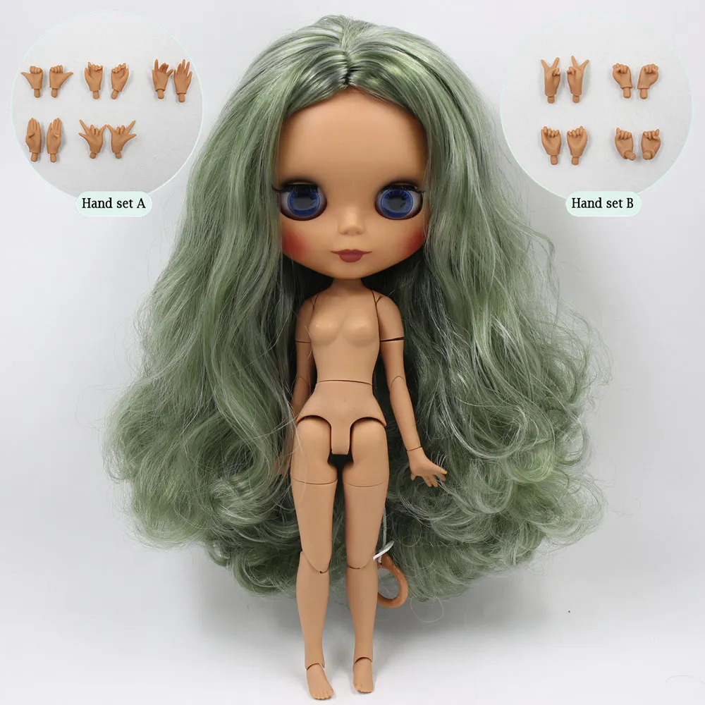 B doll with hand AB ICY Nude Blyth изготовленная на заказ кукла No. BL4299/9084 зеленая смесь серебряные волосы 1/6 bjd, pullip, licca, jerryberry - Цвет: B doll with hand AB