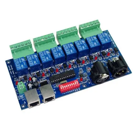 Лучшая цена 1 шт. 8CH реле dmx512 Контроллер XLR + RJ45 декодер|Контролеры RGB| |