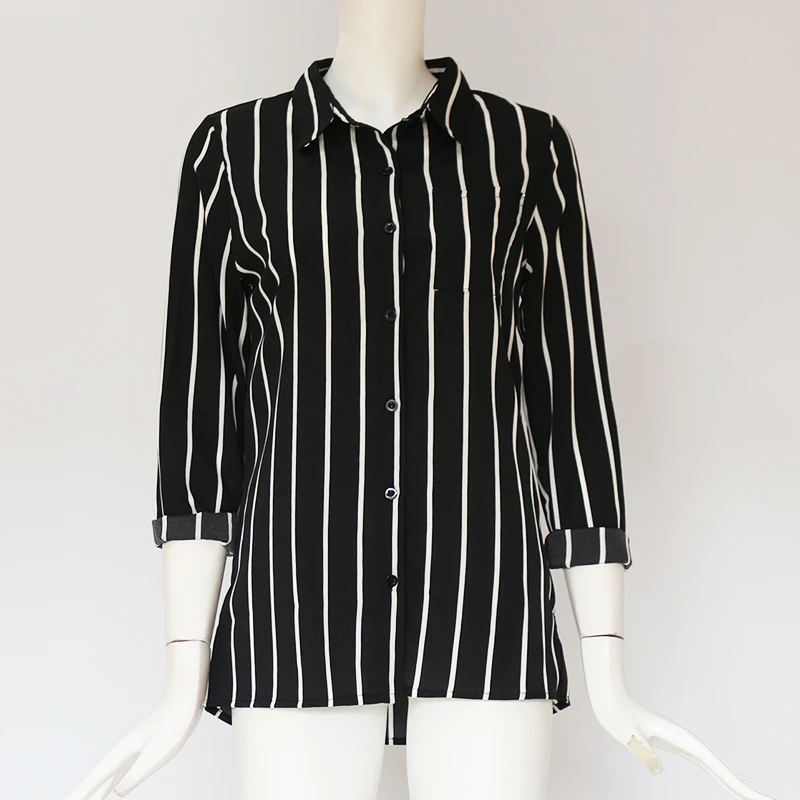 Повседневное отложной полосатая рубашка с воротником 2019 Новинка весны Для