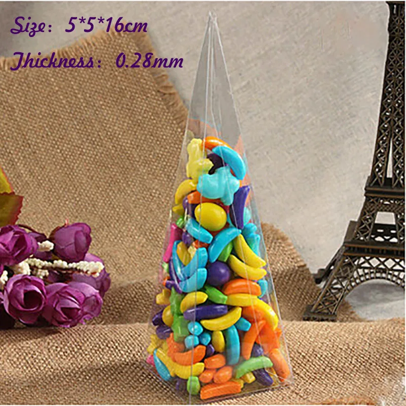 

Оптовая продажа, размер в форме конуса: 5*5*16 см, толщина: 0,25 мм, прозрачная коробка из ПВХ, упаковка в подарок/конфеты, прозрачная фотобумага