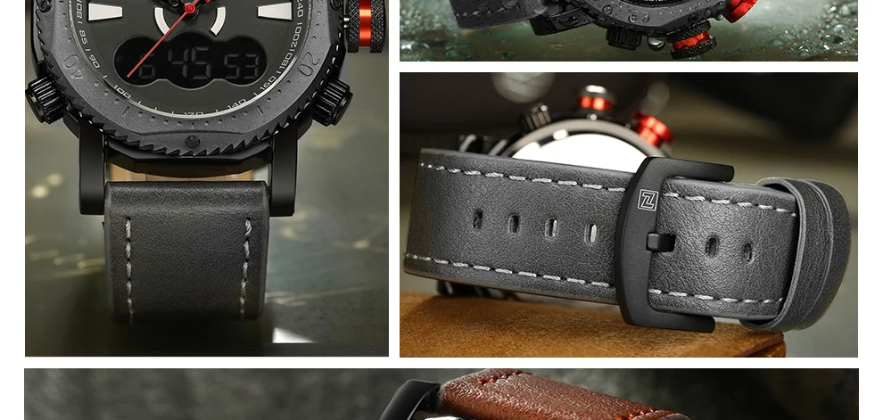 Naviforce Для мужчин Спортивные часы Мода цифровой светодиодный аналоговые кварцевые двойной Дисплей часы Для Мужчин's Водонепроницаемый часы мужской Relogio Masculino