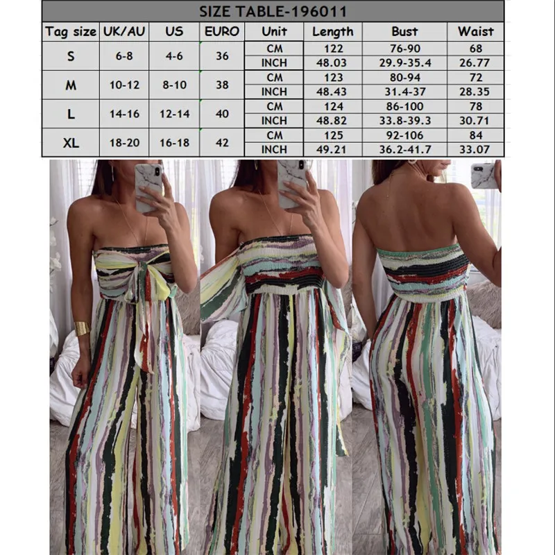 Летний модный женский полосатый комбинезон без рукавов бретелек в стиле бохо с