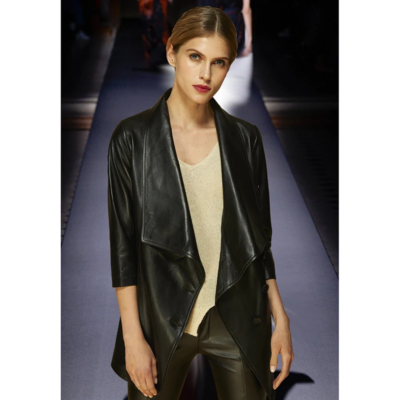 Женская короткая мотоциклетная куртка из ПУ кожи на молнии|Кожаные куртки| |