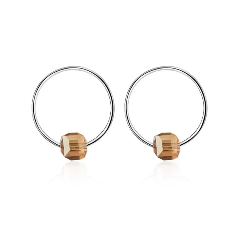

Personality New Fashion Circle Flash 925 Sterling Silver Jewelry Crystal Personality Square Stud Earrings SE642