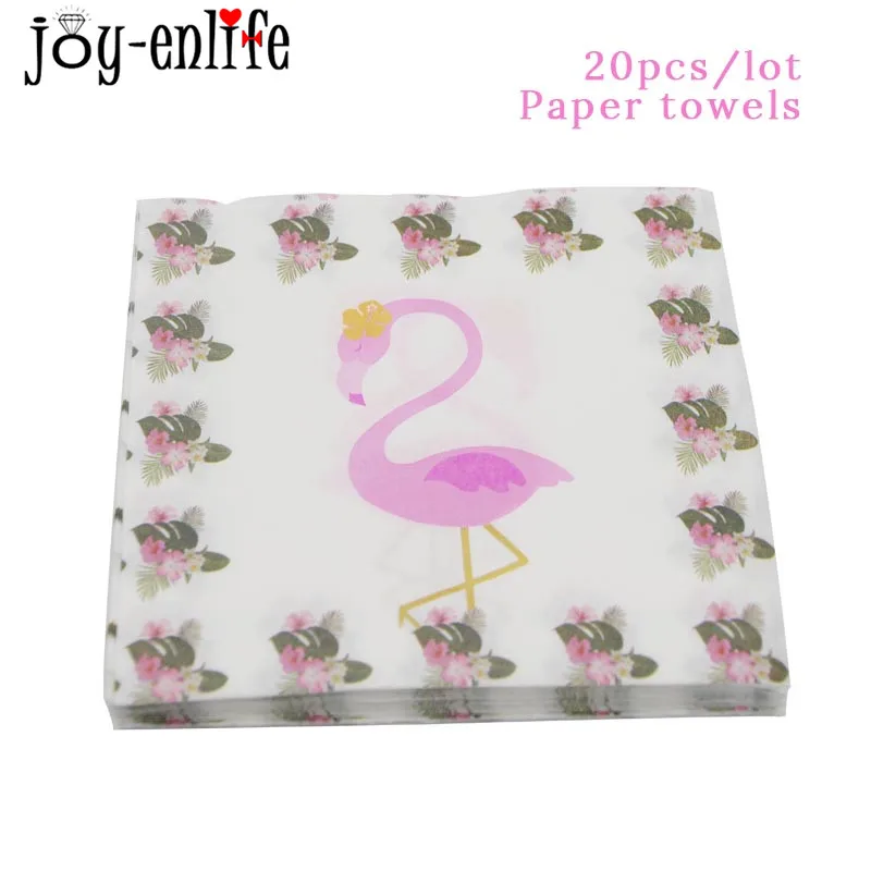 20pcs Napkins Фламинго вечерние столовые приборы набор одноразовые бумажные салфетки чашка тарелка Дети День рождения Лето Гавайские вечерние Декор латексные воздушные шары - Цвет: 20pcs Napkins