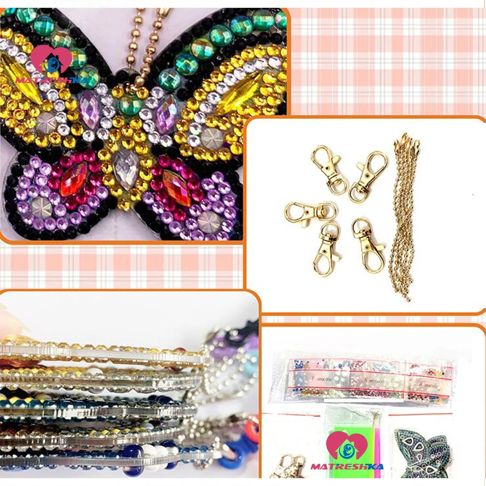 DIY Кристальный узор Алмазная вышивка 5D алмазная картина брелки круглые бабочки