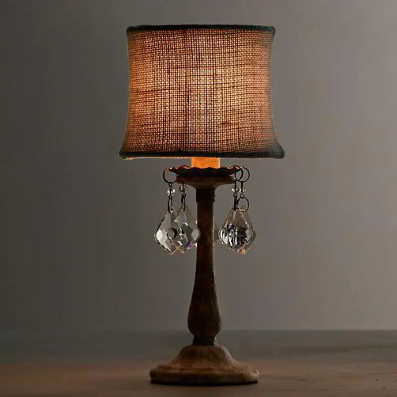 Настольная лампа в викторианском стиле для чтения льняная абажур офисная 1 шт.