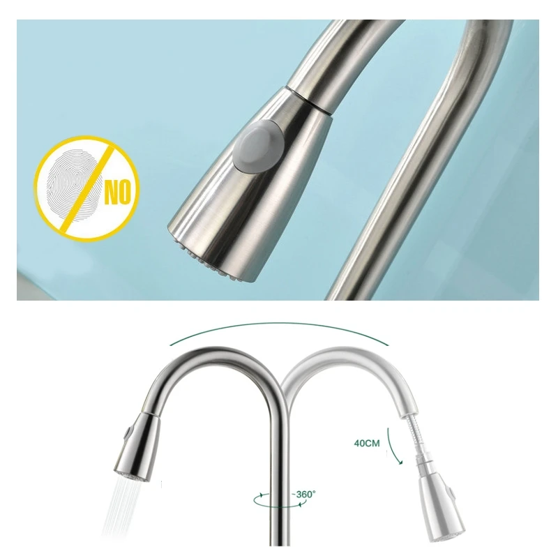 Смеситель для кухонной раковины с одной ручкой распылитель из нержавеющей стали