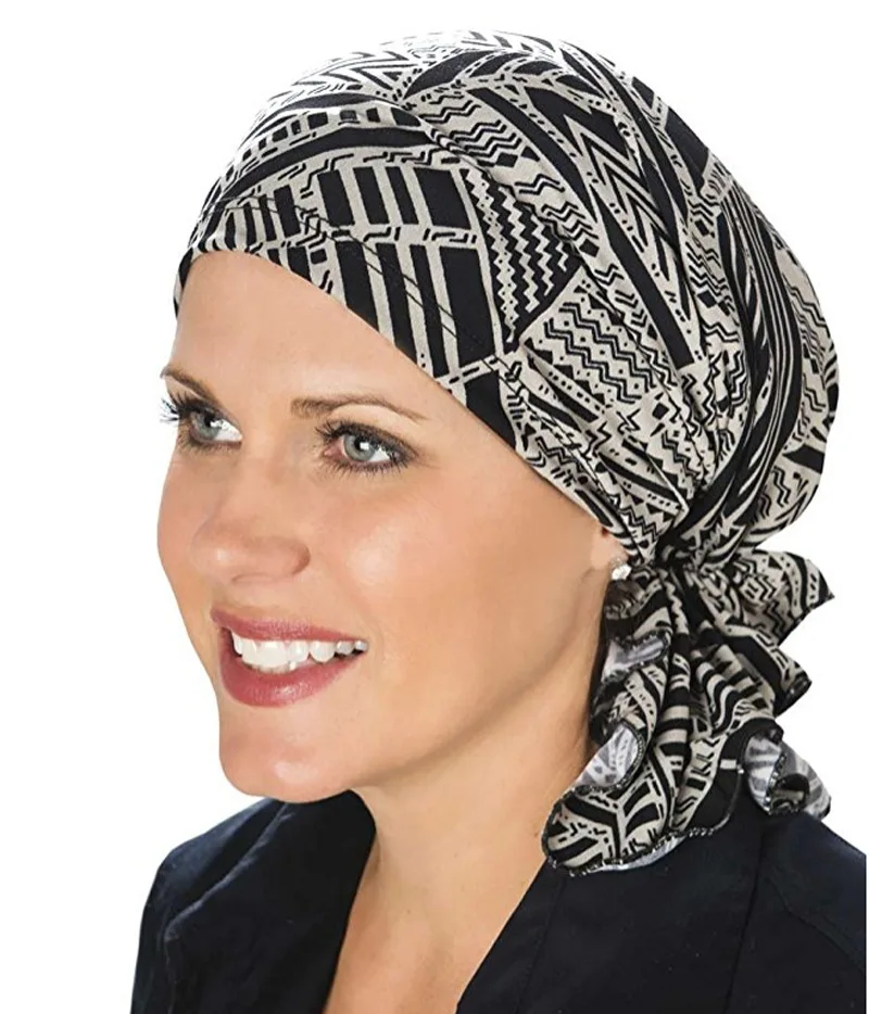 

New Muslim Women Floral Stretch Cotton Scarf Turban Hat Chemo Beanies Caps Head Wrap Headwear For Cancer Hair Loss Accessories