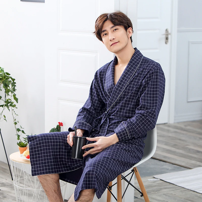 Мужской халат на весну и осень Modelscha тонкая Осенняя пижама с длинными рукавами