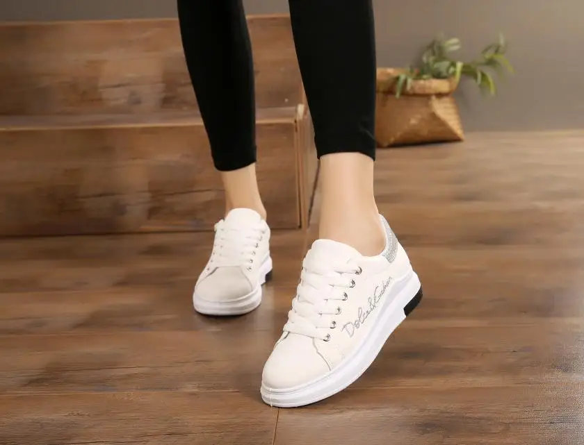New Spring Autumn Wedges Pink Lace-up Platform Sneakers Women Vulcanize Shoes Tenis Feminino Casual Female Shoes T0111