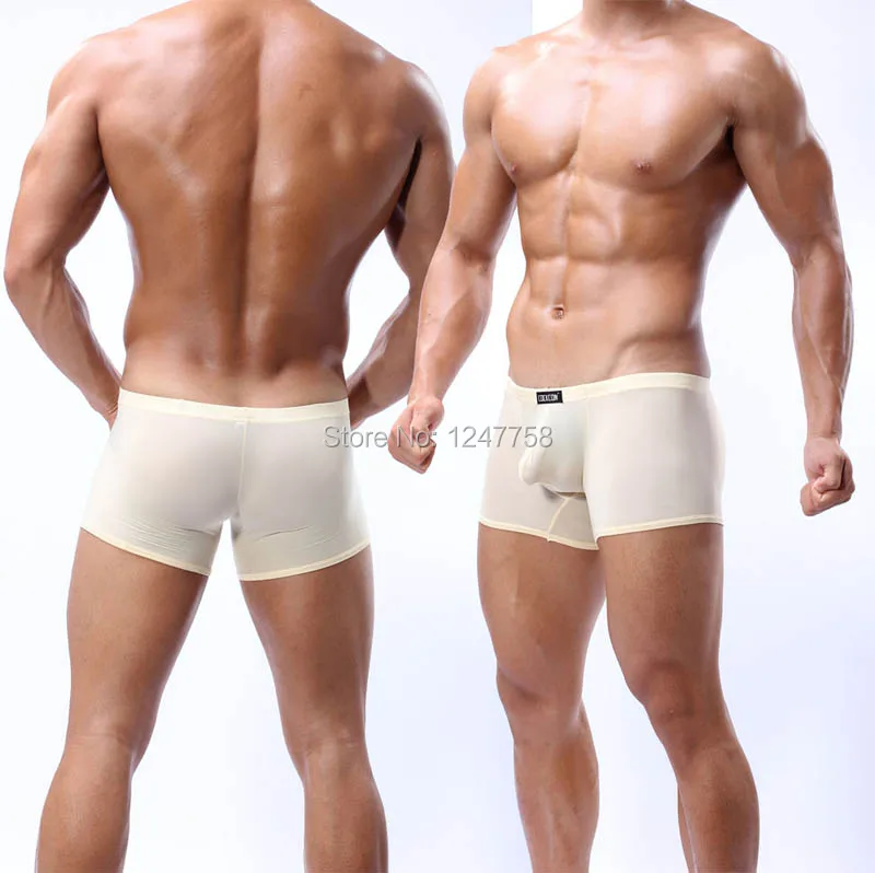 Мужские сексуальные трусы из ледяного шелка боксеры шорты нижнее белье шелковое