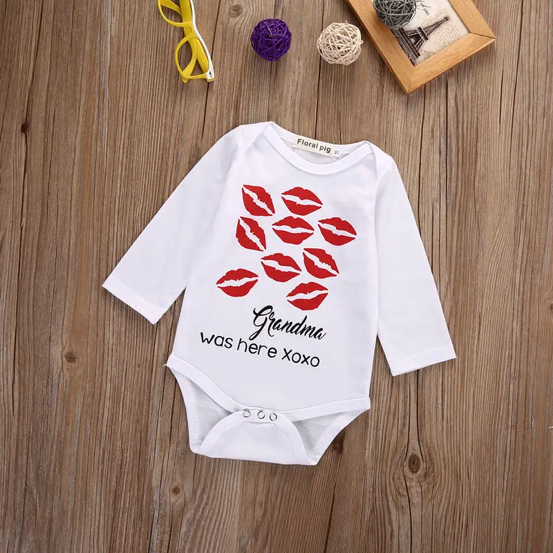 Детское хлопковое боди с длинным рукавом и принтом губ|baby cotton bodysuits|baby bodysuit long