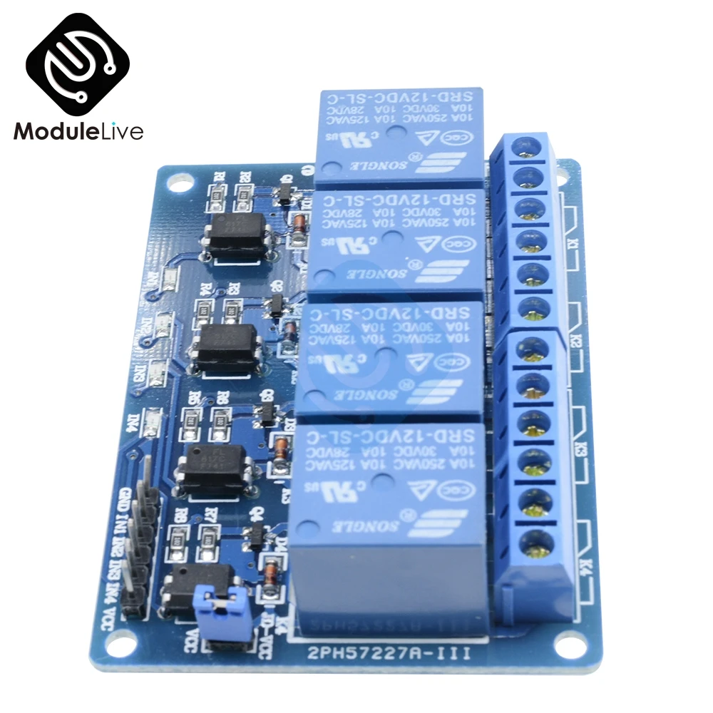 12 В постоянного тока 4 канала канальное релейное строение для Arduino ARM AVR DSP PIC MSP AC 250
