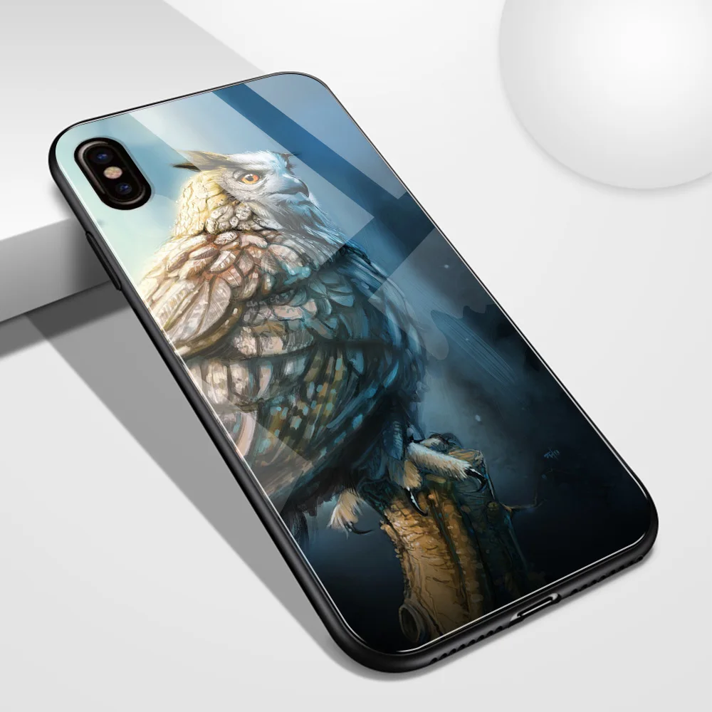 02976 Стеклянный чехол для iPhone Xr, чехол с изображением животных, Ночная Сова, Модный чехол galass для iPhone 6 6s 7 8 Plus X XS Max XR 11 pro max - Цвет: 02976