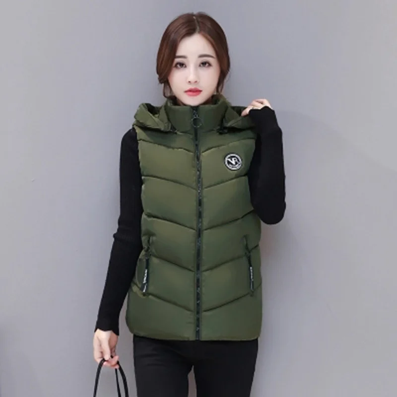 Жилет женский хлопковый с капюшоном тонкий большого размера 2018|Жилеты и