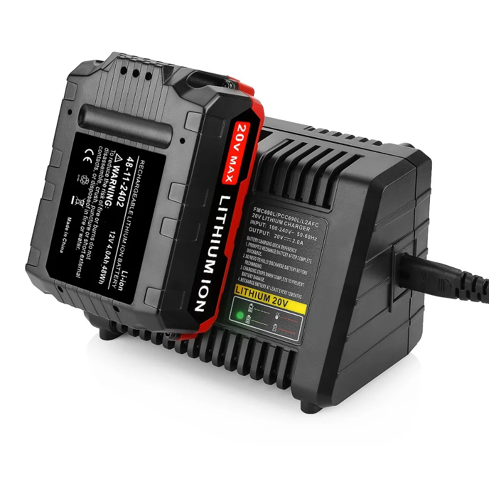 Применимо зарядное устройство Black & Decker 20V Bupa Stanley литиевая батарея Быстрая