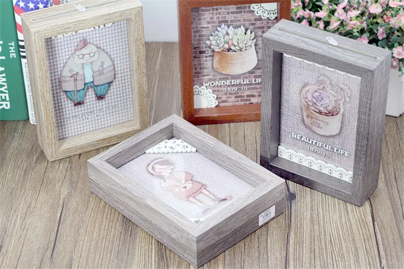 Творческие деревянные фоторамка для семьи сделай сам украшения домашнего декора