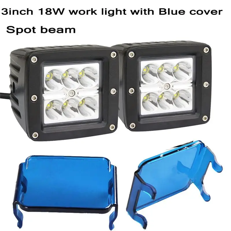 2pc 18W spot blue 3 дюйма 18 Вт светодиодный рабочий светильник светодиодный бар внедорожный 4x4 atv точечный прожектор противотуманный светильник для мотоцикла Трактор Лодка внедорожный грузовик внедорожник - Цвет: 2pc 18W spot blue