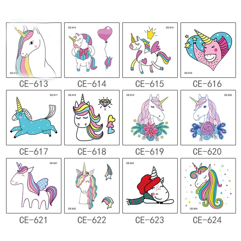 1 шт. вечерние водонепроницаемые наклейки с единорогом из мультфильма животные