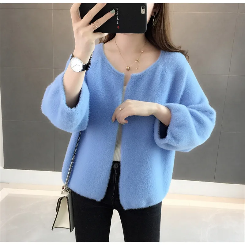 Kemixiaoxuan, Новое поступление, вязаные кардиганы, женские, с круглым вырезом, три четверти, однотонные, повседневные, открытая стежка, для женщин