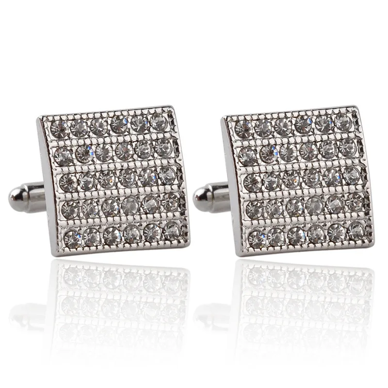 Новые роскошные геометрические стразы, запонки для мужчин, украшения для футболки, высокое качество, трендовые черные элегантные запонки-пуговицы, подарки - Окраска металла: C023958