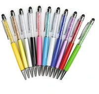 hot luxury diamond crystal 2 in 1 touch screen capacitive stylus ball pen for mobile phone pc tablet ipad 50pcslot