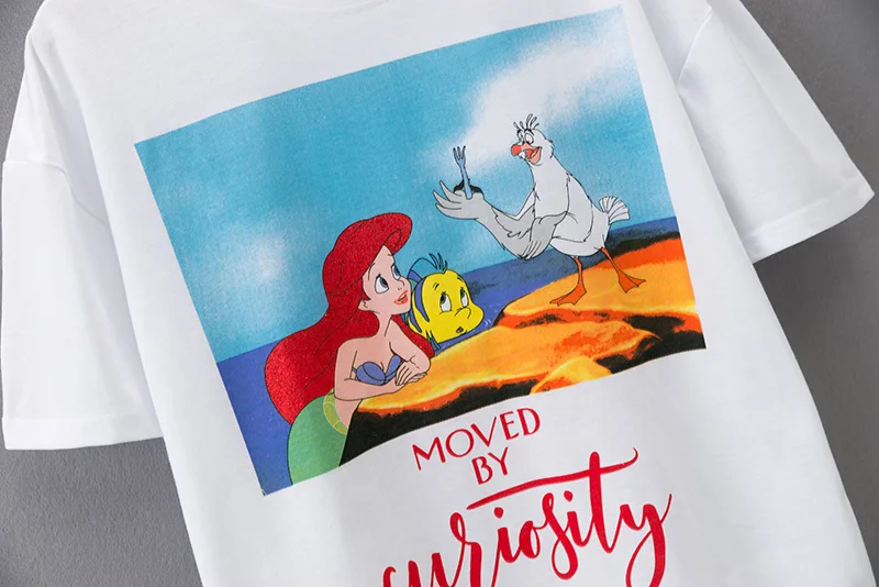 Новые модные женские футболки Высокое качество мультфильм печати короткий рукав