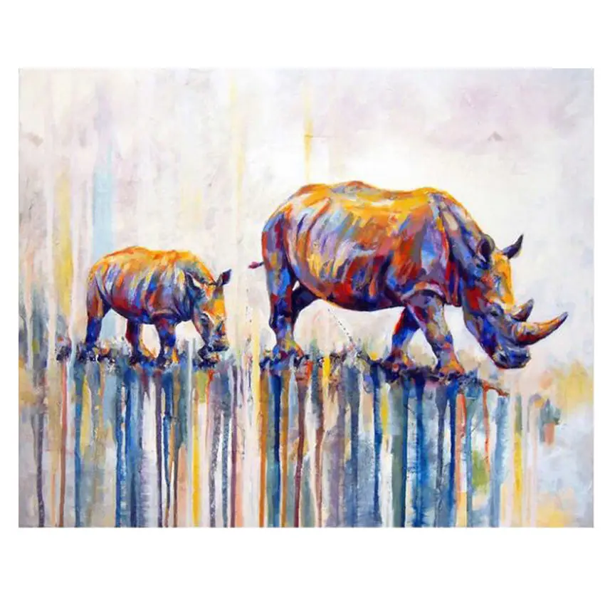 rhinoceros Painting WEEN Абстрактная живопись животных Сделай Сам Краски ing по комплекты номеров носорог стены Рисование Акриловая Краска на холсте уникальный подарок для домашний декор - Цвет: rhinoceros Painting