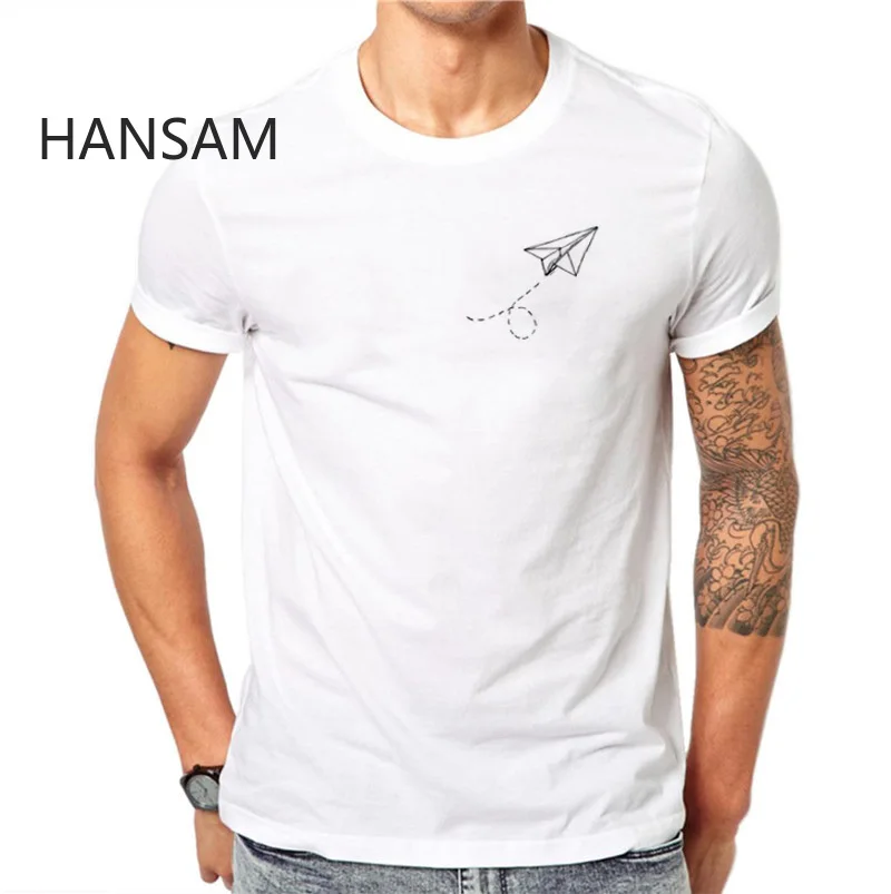Харадзюку бумажный самолет футболка мужская с коротким рукавом крутой дизайн 3D