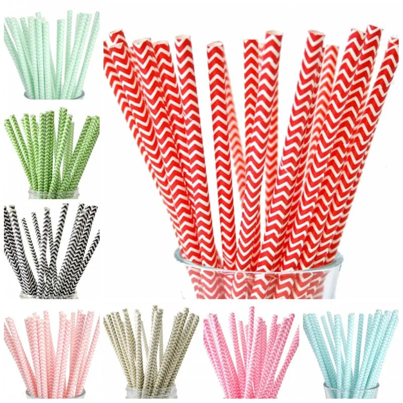 

New hot 25pcs Chevron Paper Straws Paper Drinking Straws For Kids Birthday Party Wedding Decorations Bachelorette Party Supplies