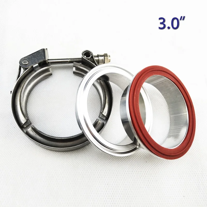 3.0inch ZUCZUG 1,5-5,0 дюймов Быстрый v-образный зажим фланец из алюминиевого сплава с уплотнительным кольцом для выхлопной трубы автомобиля фиксированная сборка металлическая гайка - Цвет: 3.0inch