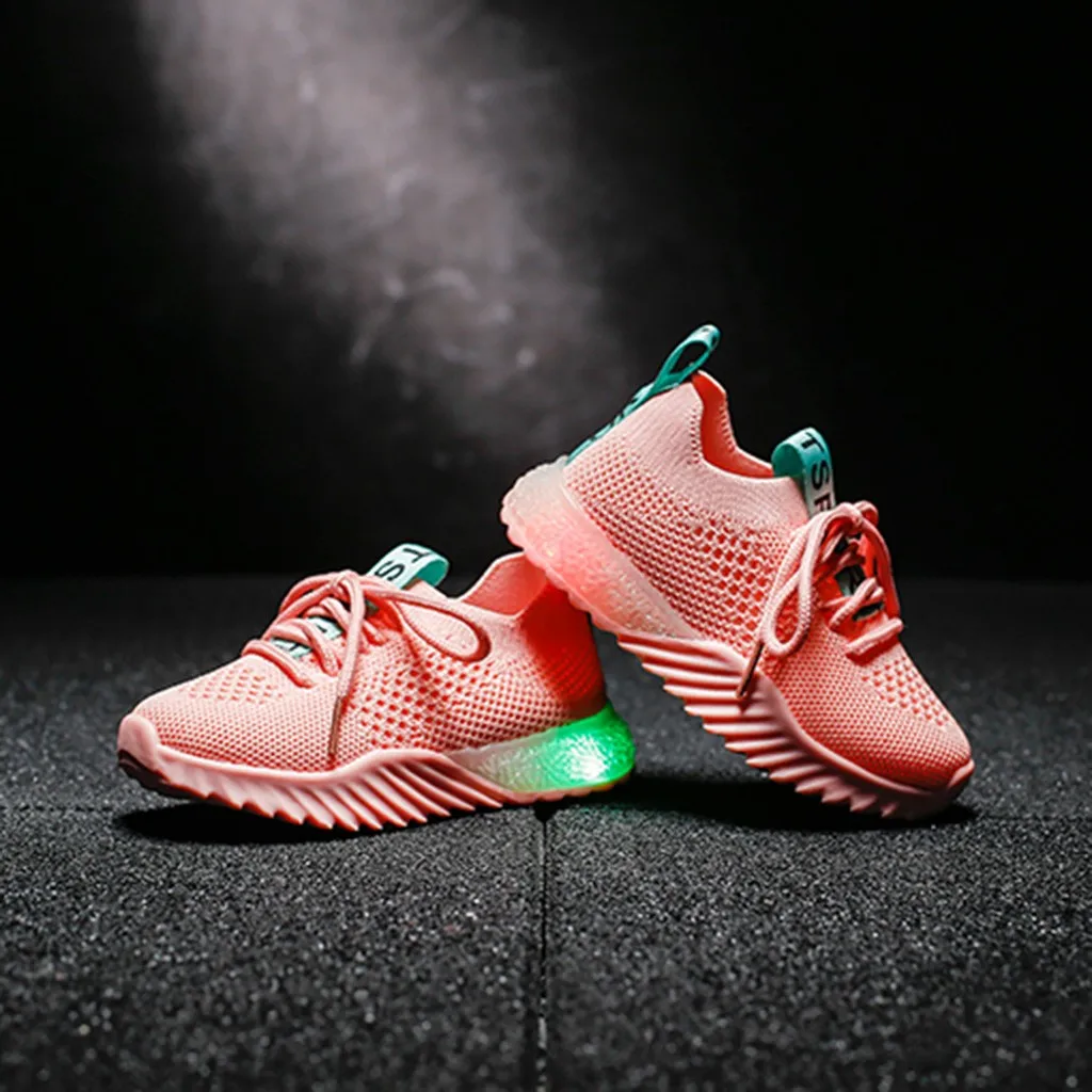 Детская обувь с светильник кой сеткой детская для девочек летние светящиеся