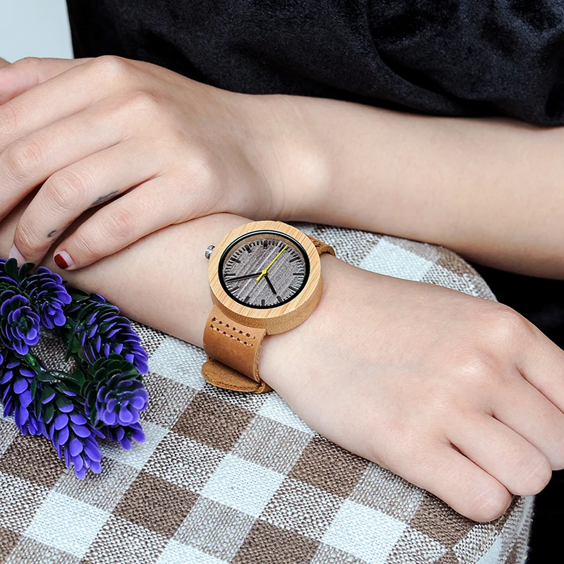 Relogio feminino BOBO BIRD Bamboo женские часы с кожаным ремешком кварцевые аналоговые деревянные часы в подарочной коробке с логотипом