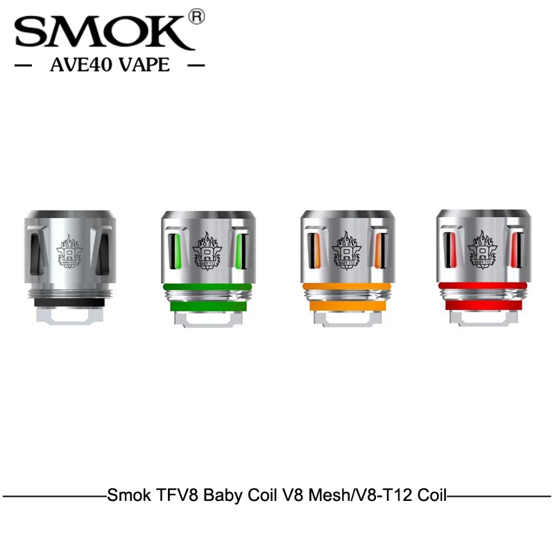 5 шт. Smok TFV8 детская катушка V8 сетка/V8 T12 Зеленый Оранжевый Красный светильник ядро