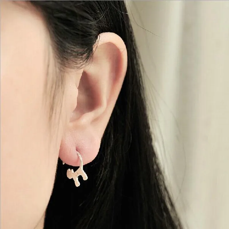 Креативные милые серьги с длинным хвостом и котом из стерлингового серебра 925