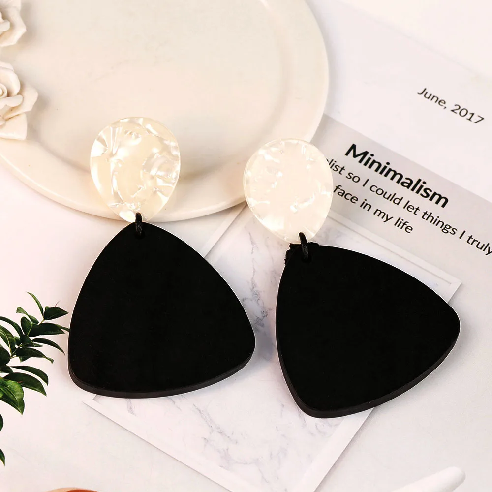 Женские акриловые серьги подвески SUKI корейские геометрические черного цвета с