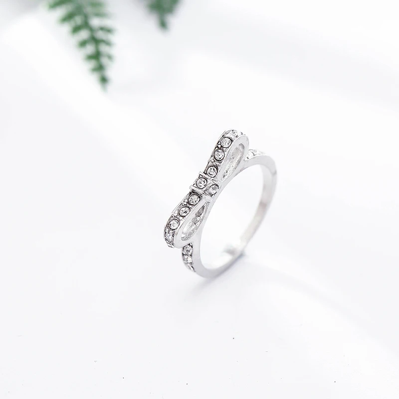TOGORY Silver Fine Jewelry Sets BR + RI Wedding Bnowknot Plated Bracelets Bangle Rings As Women Wife Gift | Украшения и