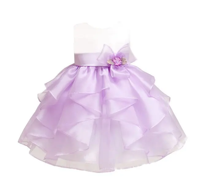 Purple Новинка; одежда для маленьких девочек; Свадебные Платья с цветочным рисунком; летнее платье для маленьких девочек; платье на день рождения; платье на крестины; Одежда для новорожденных - Цвет: Purple