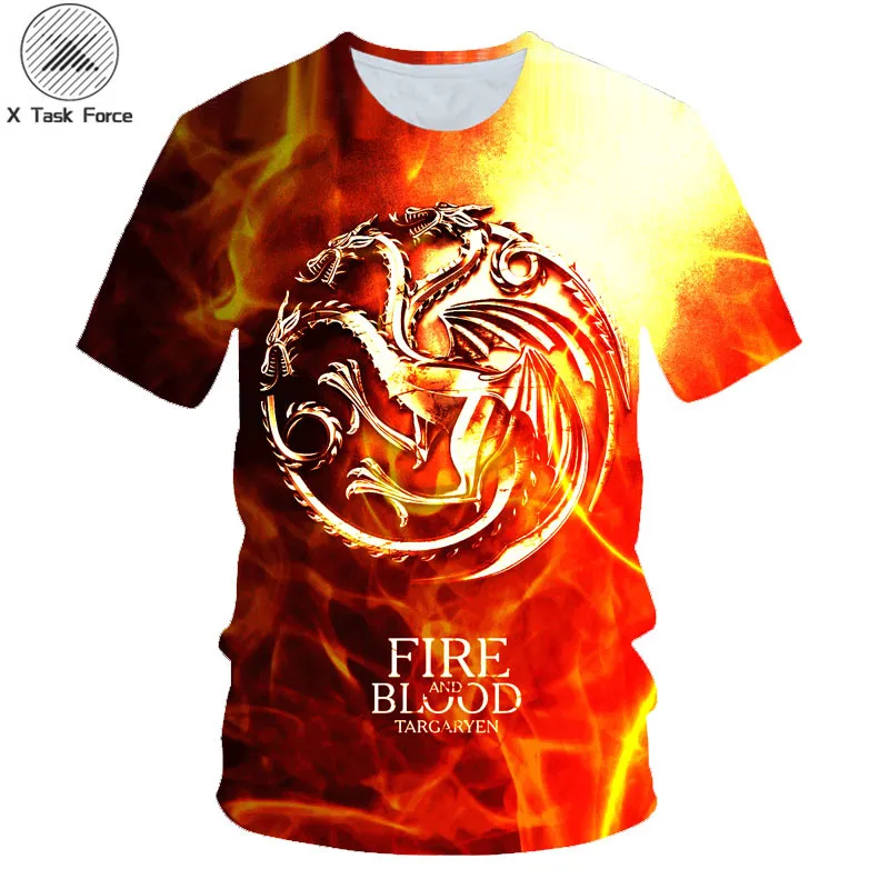 Мужская/женская футболка с принтом Игры престолов таргариен Fire & Blood летняя в