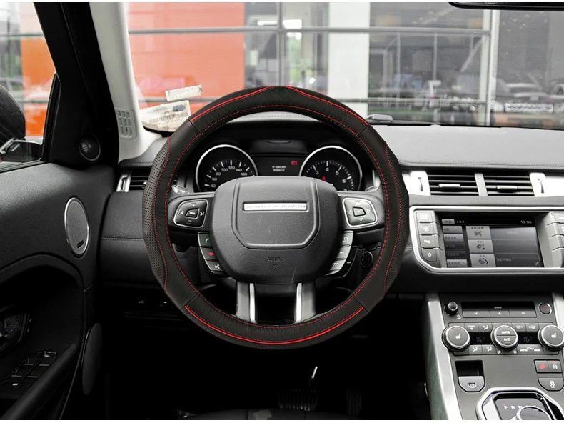 2015 New High-Grade Sports Car Genuine Cow Leather Steering Wheel Cover 38cm Solid Red/Blue/Beige For Jaguar XF XJ | Автомобили и