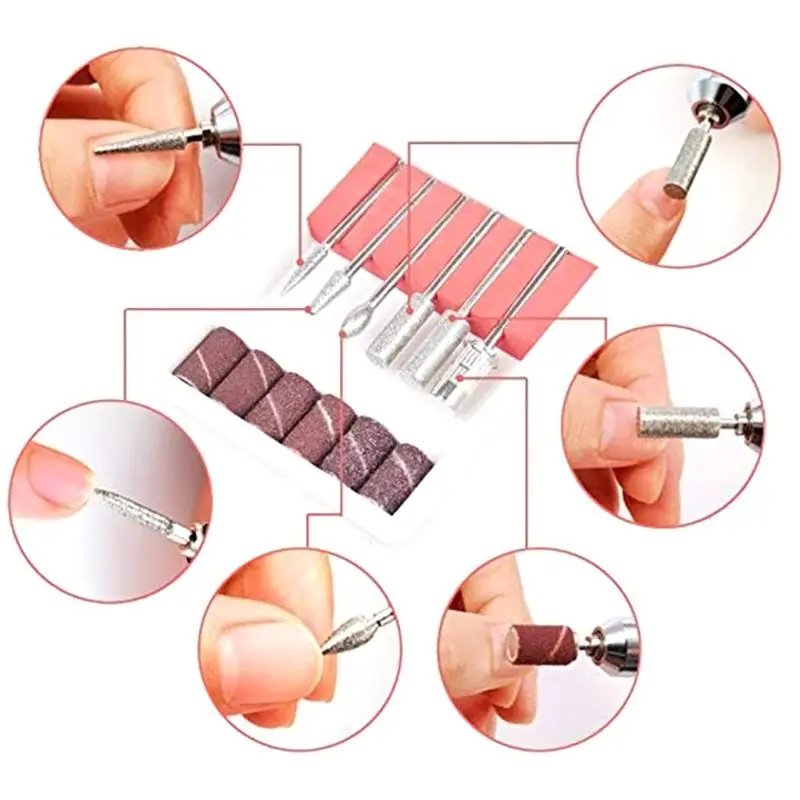 1set 6 Bits Electric Manicure Machine Nail Art Drill Bit Pen Gel Polish File Tool Tips | Красота и здоровье