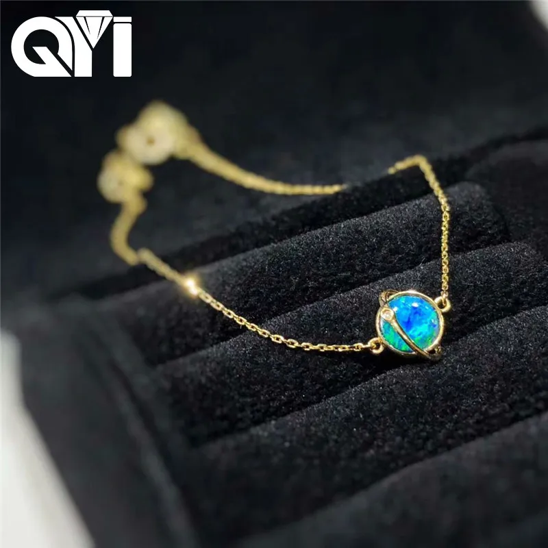 QYI женский браслет с бриллиантами 18K желтое золото вселенная шармы браслеты