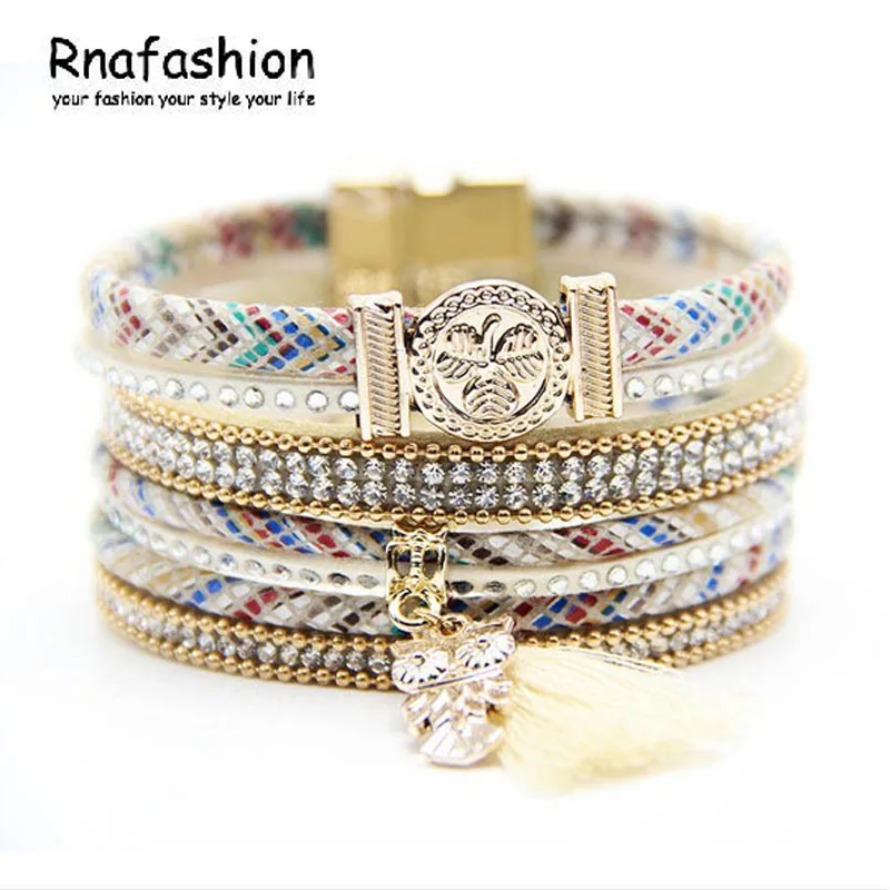 Женский многослойный браслет RNAFASHION в индийском стиле Подарочный кожаный для