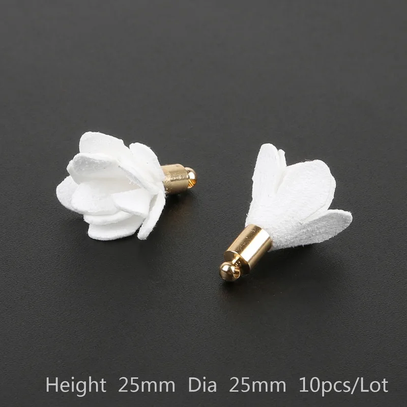 White 10pcs Высокое качество 25 мм sunfund Import& Export с цветами и бахромой Серебряный Медь подвесной колокольчик Tassel Pendant набор «сделай сам» для брелоки/телефон/серьги решений - Цвет: White 10pcs