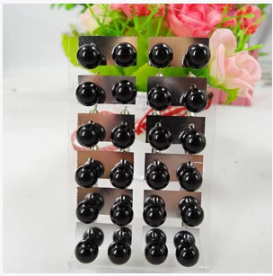 black 8 mm Новинка, женские серьги с шариками, смешанные цвета, 12 пар, одна упаковка, серьги-гвоздики для девушек, повседневные серьги с подвеской, серьги с жемчугом - Окраска металла: black 8 mm