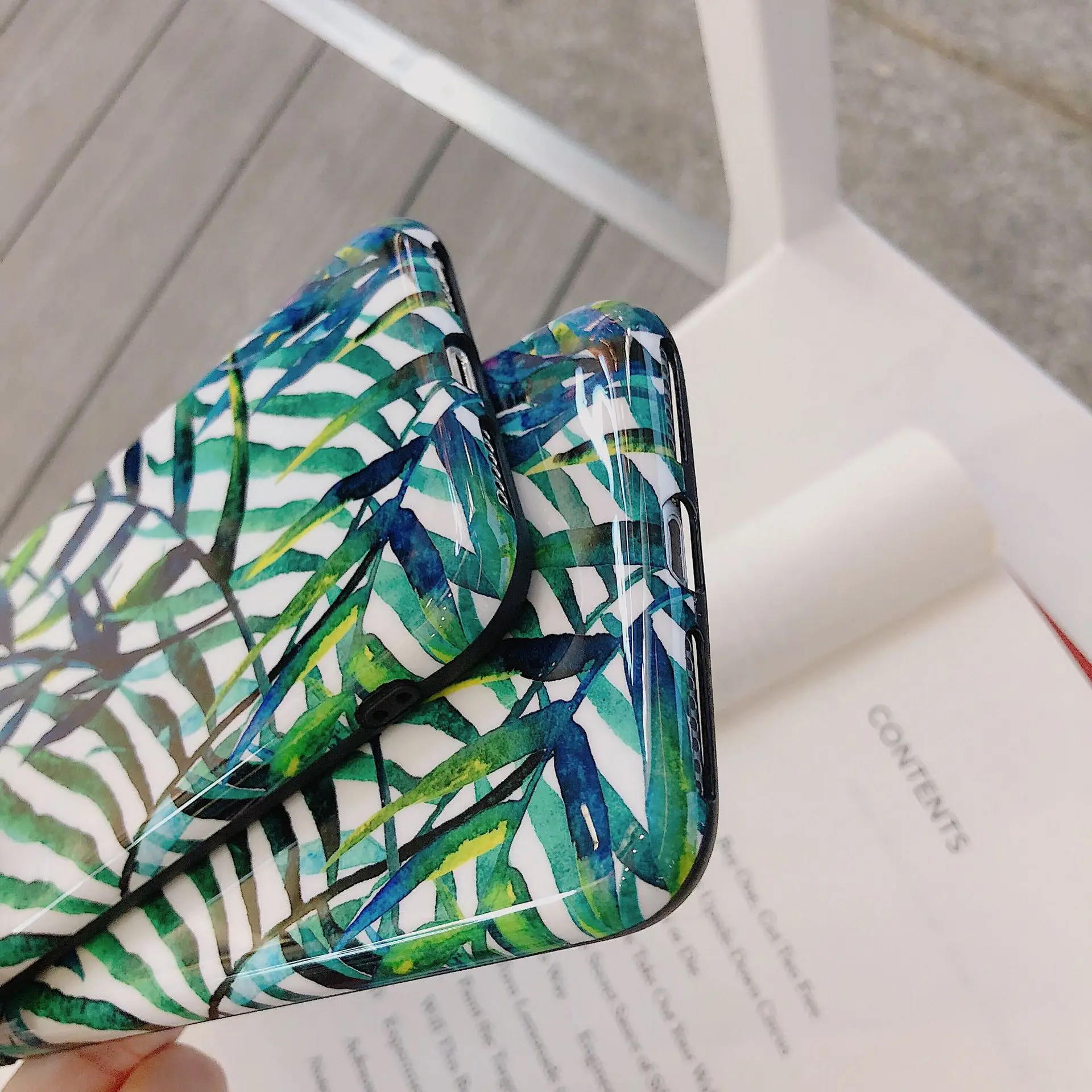 Art Retro Summer Green leaf Korean Phone Case For iPhone 7 Puls 6 6S 8 X XS XR Xsmax Cases Cute Soft Silicone Cover |